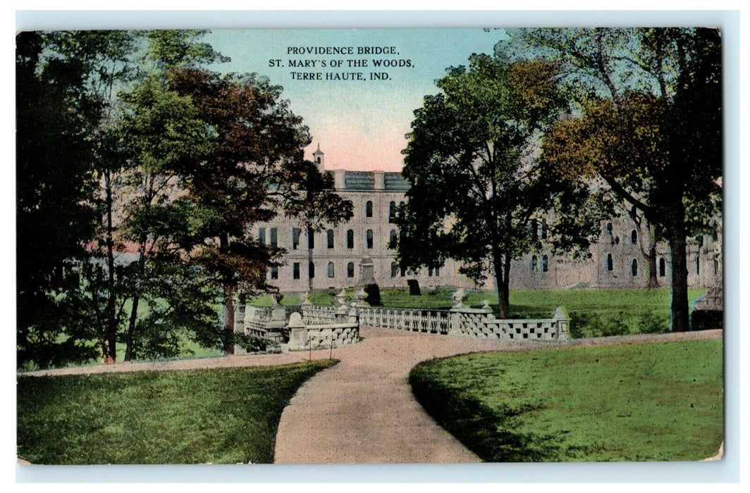 Providence Bridge St. Mary's of the Woods Terre Haute Indiana 1919 Postcard