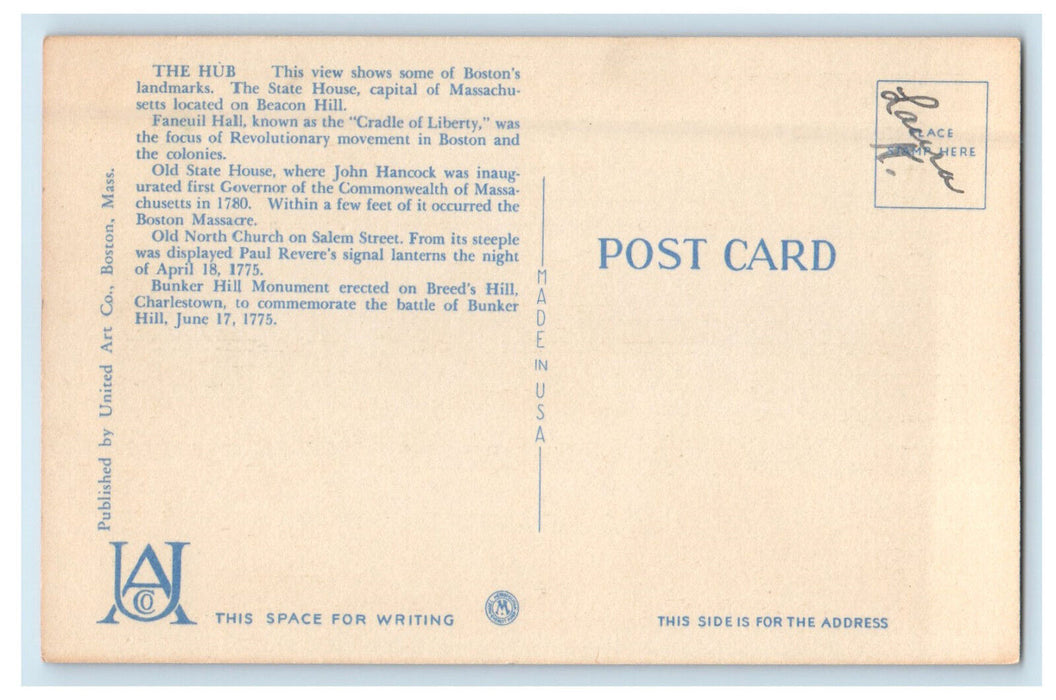 c1940s Multiview, The Hub, Boston Massachusetts MA Vintage Posted Postcard