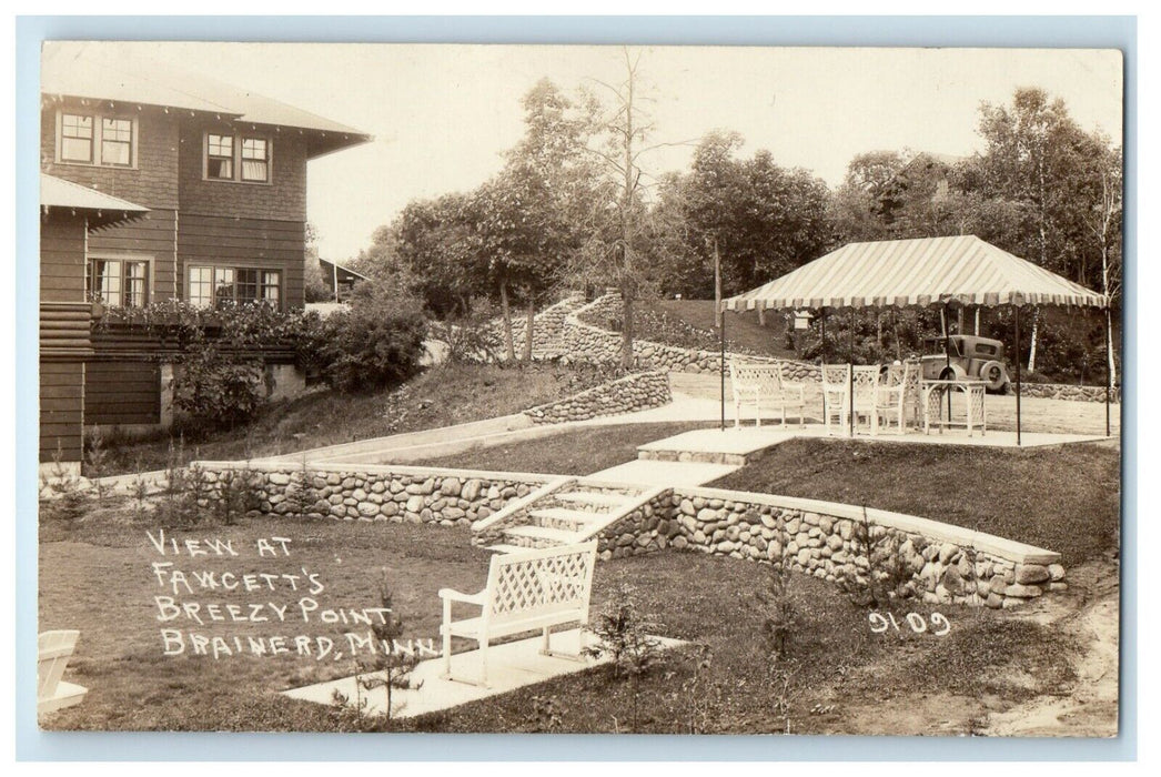 View At Fawcett's Breezy Point Brainerd Minnesota MN RPPC Photo Antique Postcard