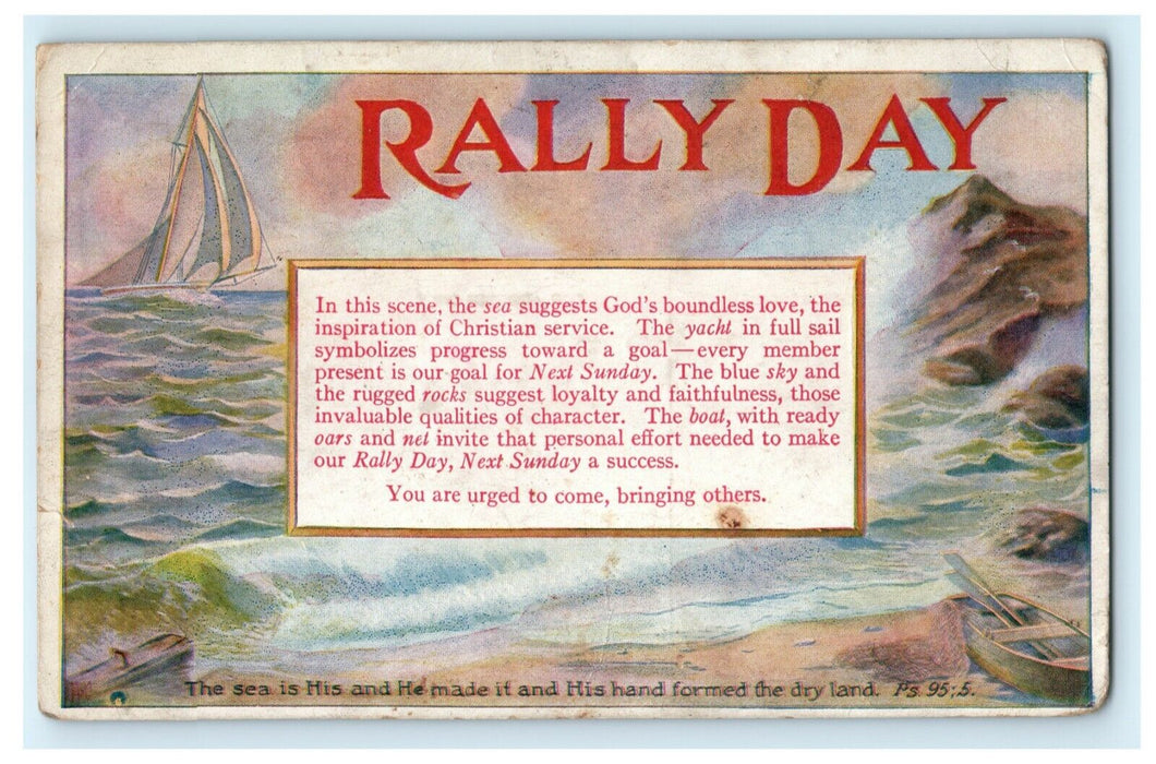 Rally Day 1917 Sunday School Advertisement Antique Vintage Postcard