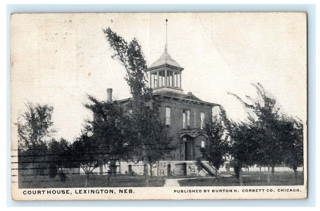 Court House Lexington Nebraska 1908 Henry Illinois Vintage Postcard