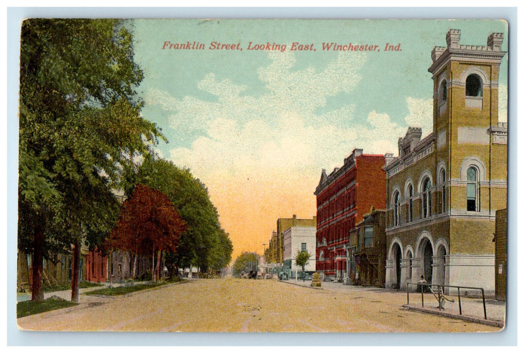 1918 Franklin Street Looking East Winchester Indiana IN Posted Postcard