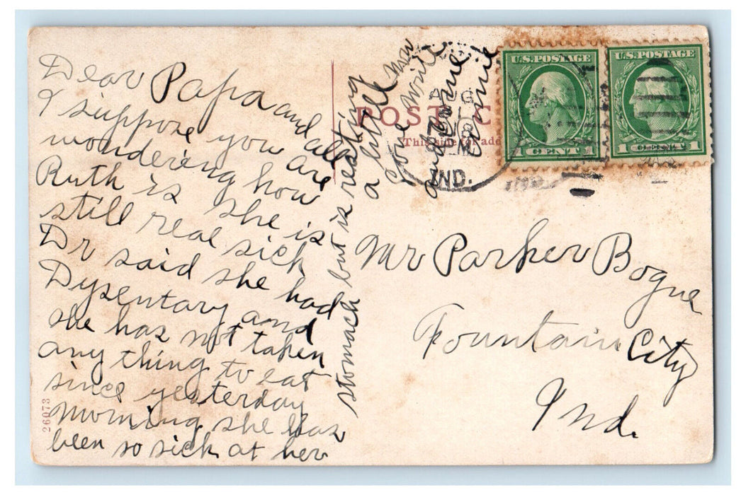1918 Franklin Street Looking East Winchester Indiana IN Posted Postcard