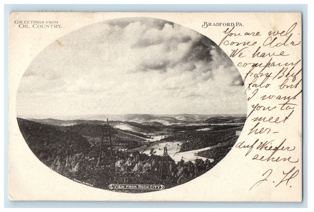 1905 View from Rock City, Greetings from Oil Country Bradford PA Postcard