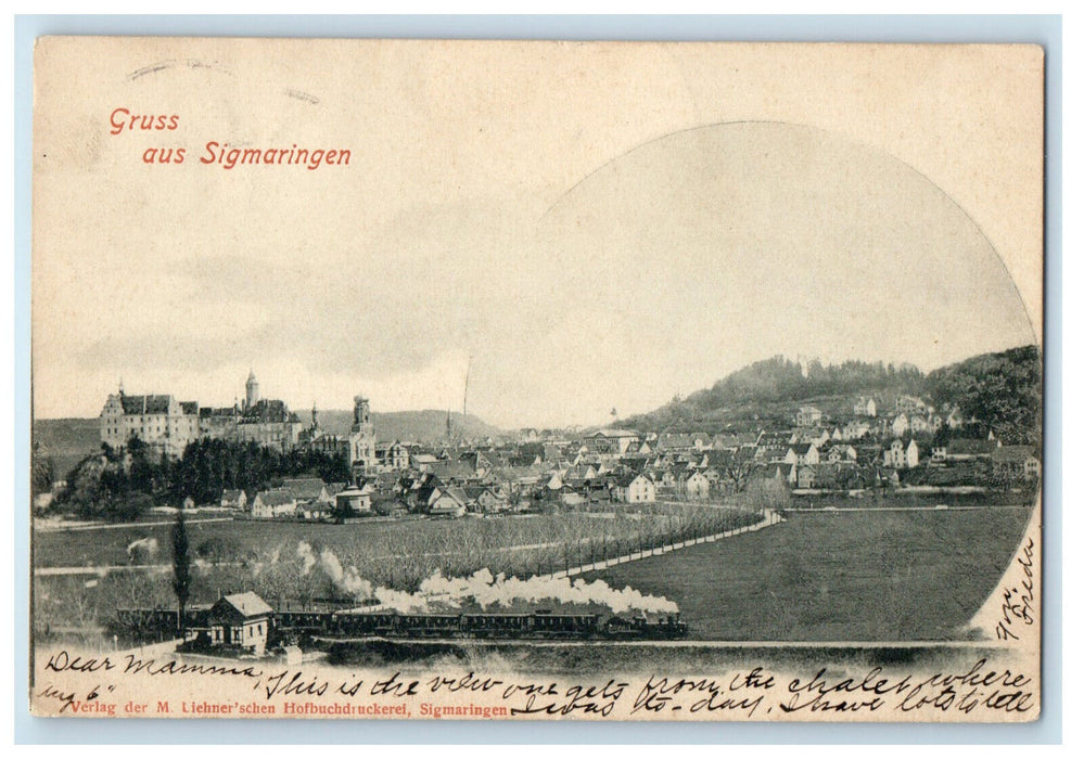 1900 View of Houses, Gruss Aus Sigmaringen Southern Germany Antique Postcard