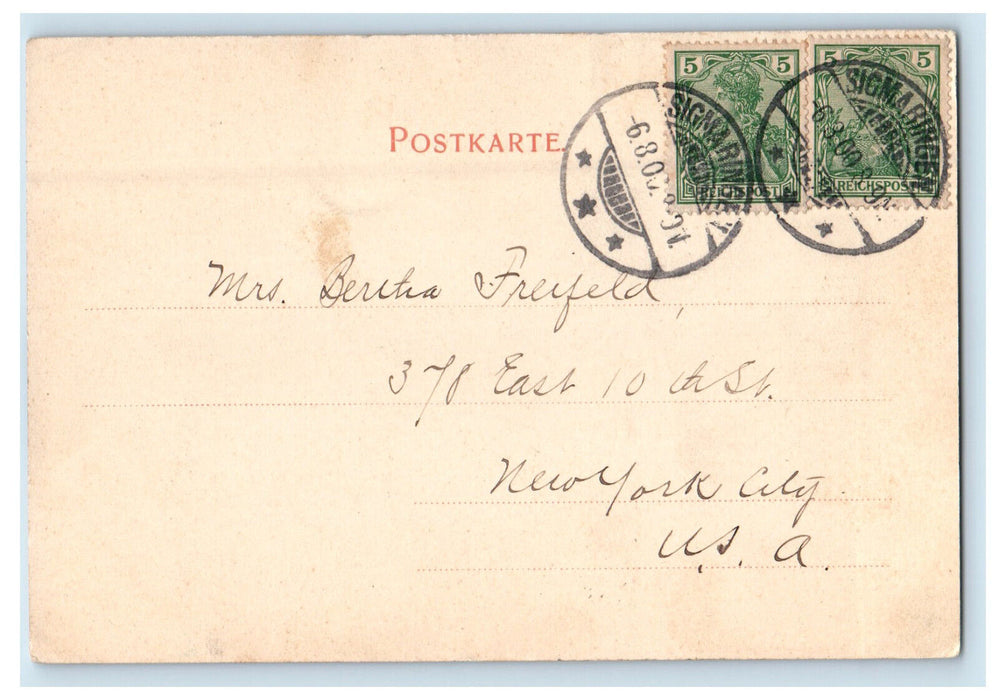 1900 View of Houses, Gruss Aus Sigmaringen Southern Germany Antique Postcard
