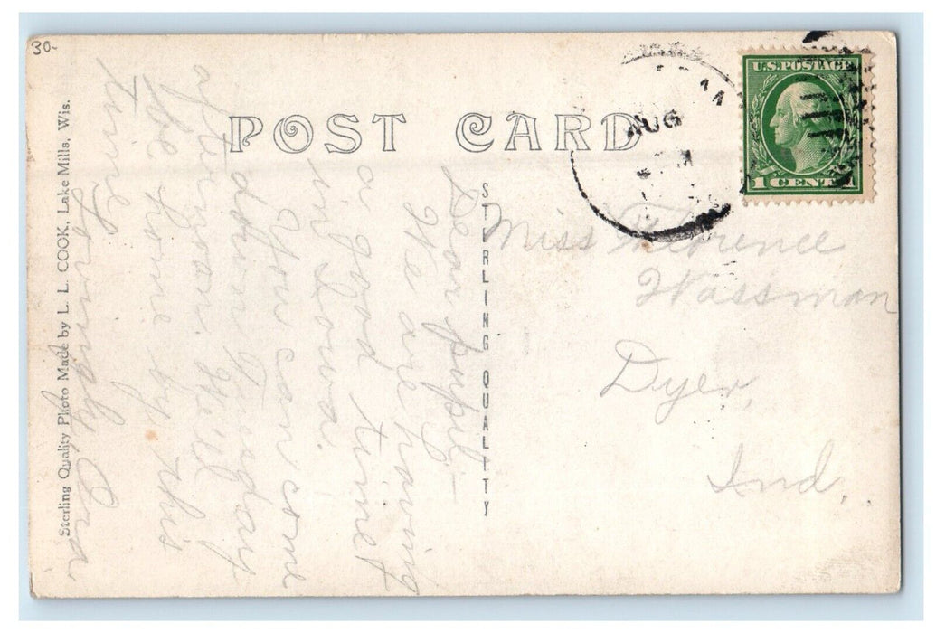 Residence Street View Ocheyedan Iowa IA RPPC Photo Posted Antique Postcard