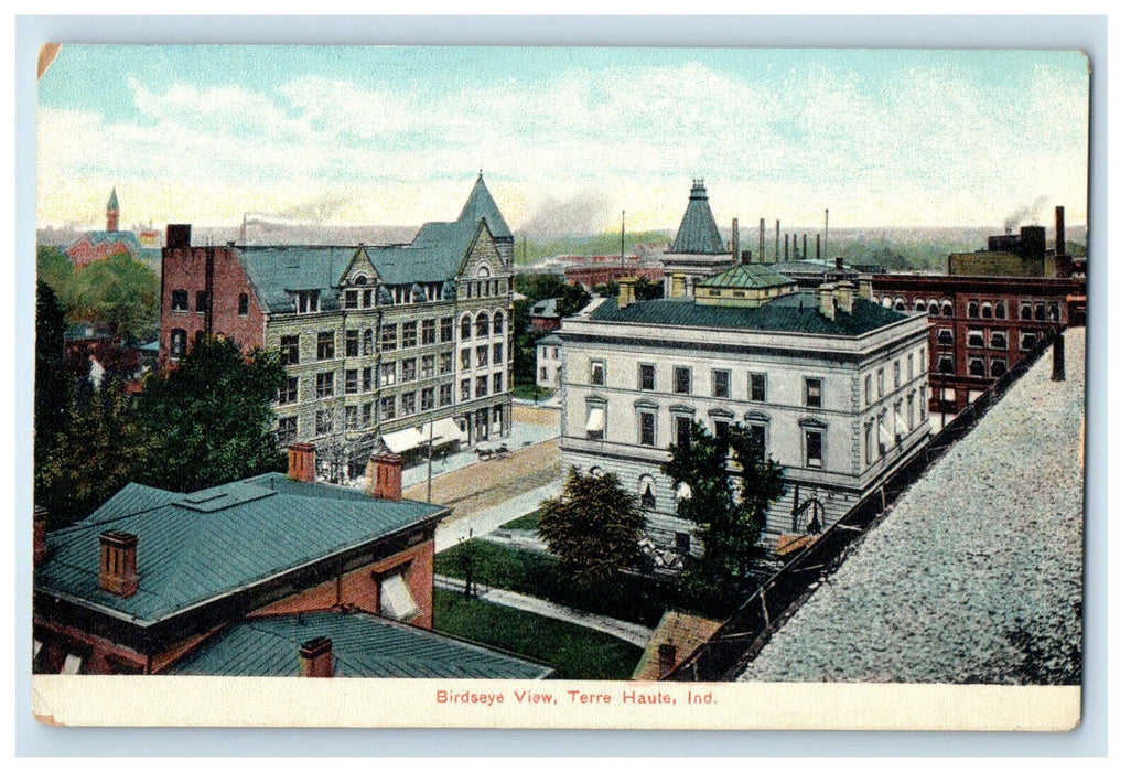 c1910 Bird's Eye View Terre Haute Indiana IN Unposted Antique Postcard