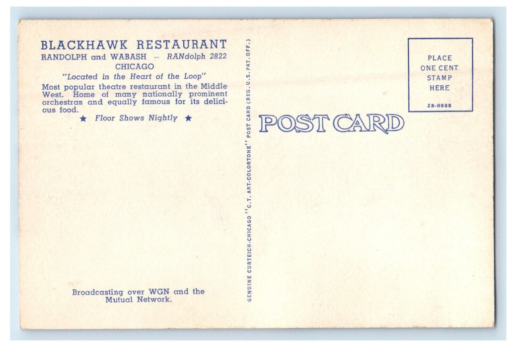 c1950's Blackhawk Restaurant Randolph And Wabash Chicago IL, Multiview Postcard