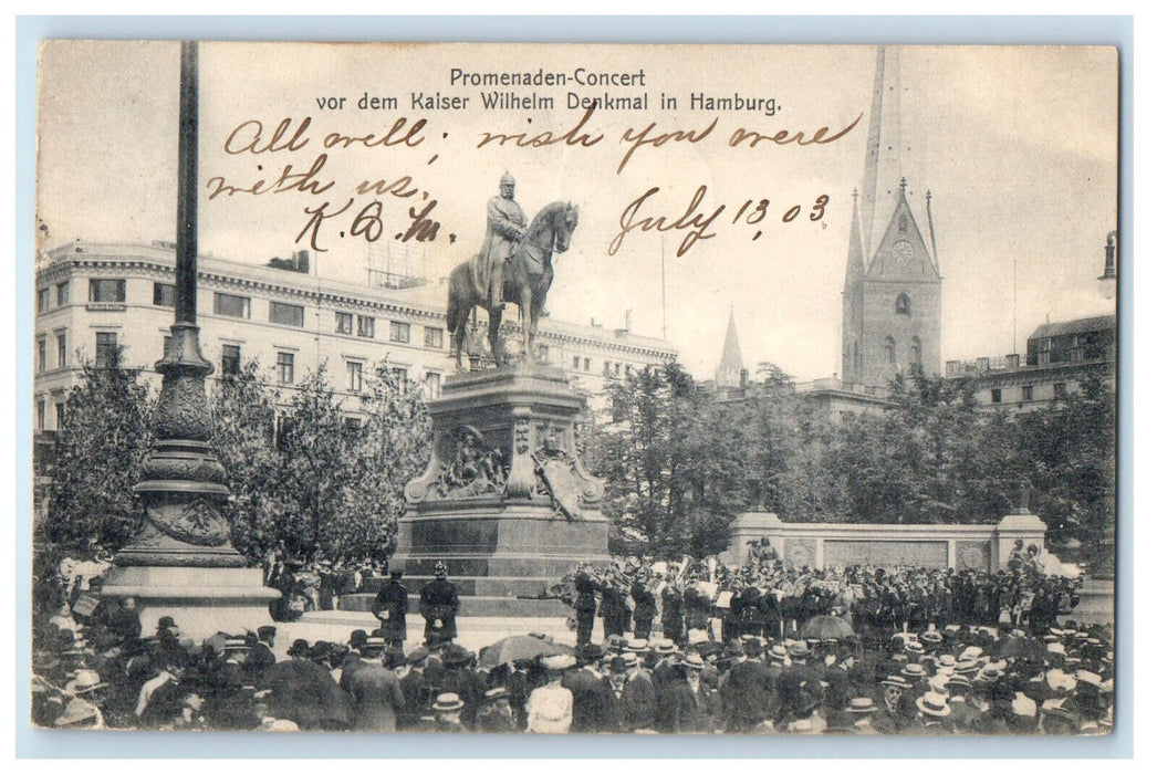1903 Promenaden-Concert Vom Der Kaiser Wilhelm Denkmal In Hamburg Postcard