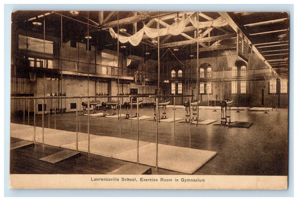c1910's Lawrenceville School Exercise Room In Gymnasium Unposted Postcard