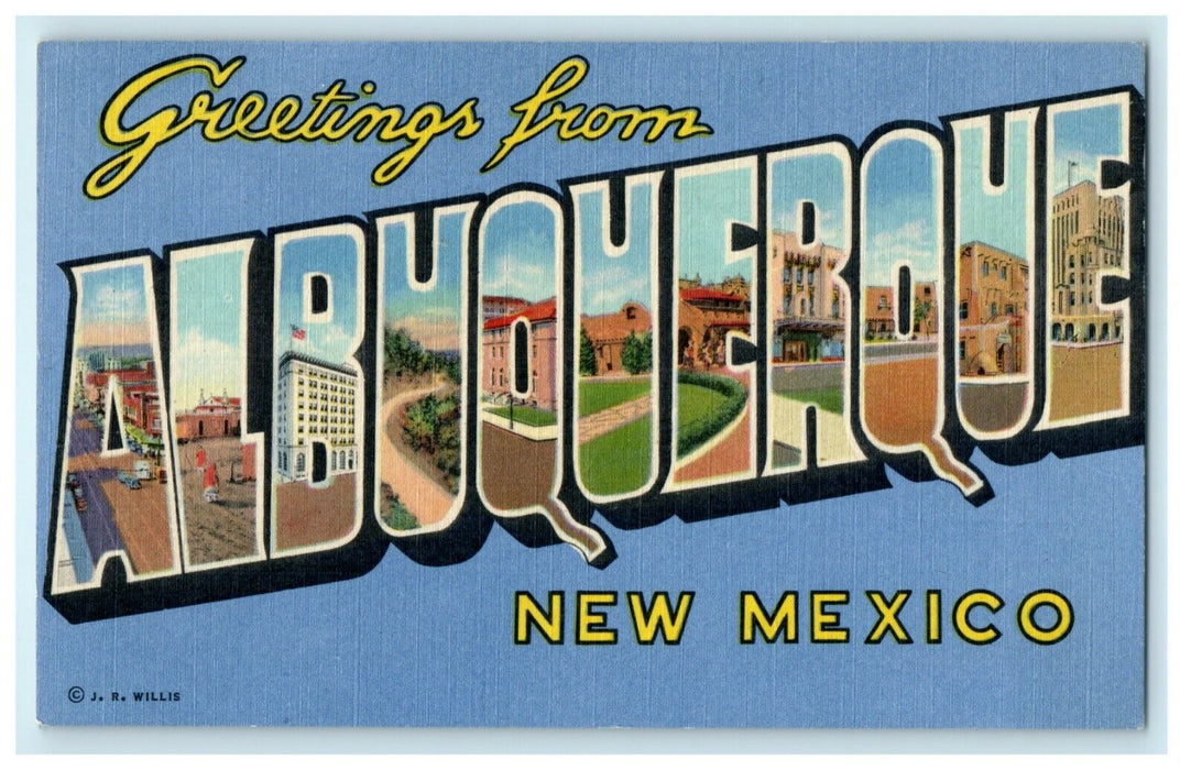 c1940's Greetings From Albuquerque New Mexico NM Large Letter Spell Out Postcard