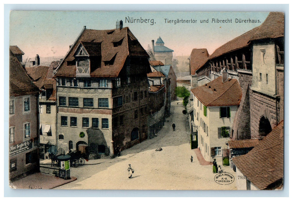 1907 Tiegartnertor und Aibrecht Durerhause Nurnberg (Nuremberg) Germany Postcard