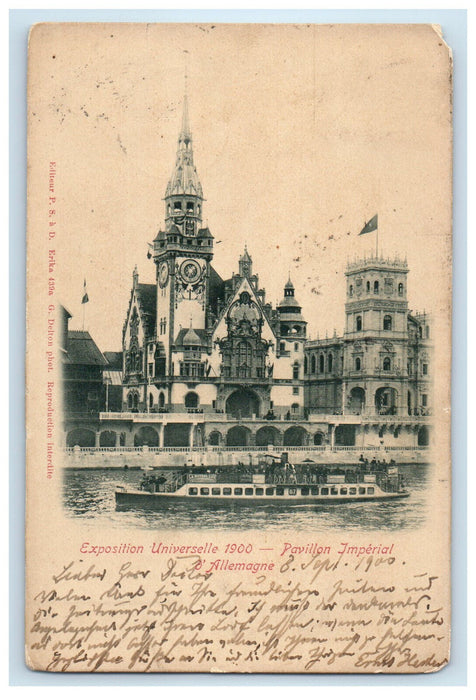 1900 Universal Exhibition - Imperial Pavilion of Germany Posted Postcard