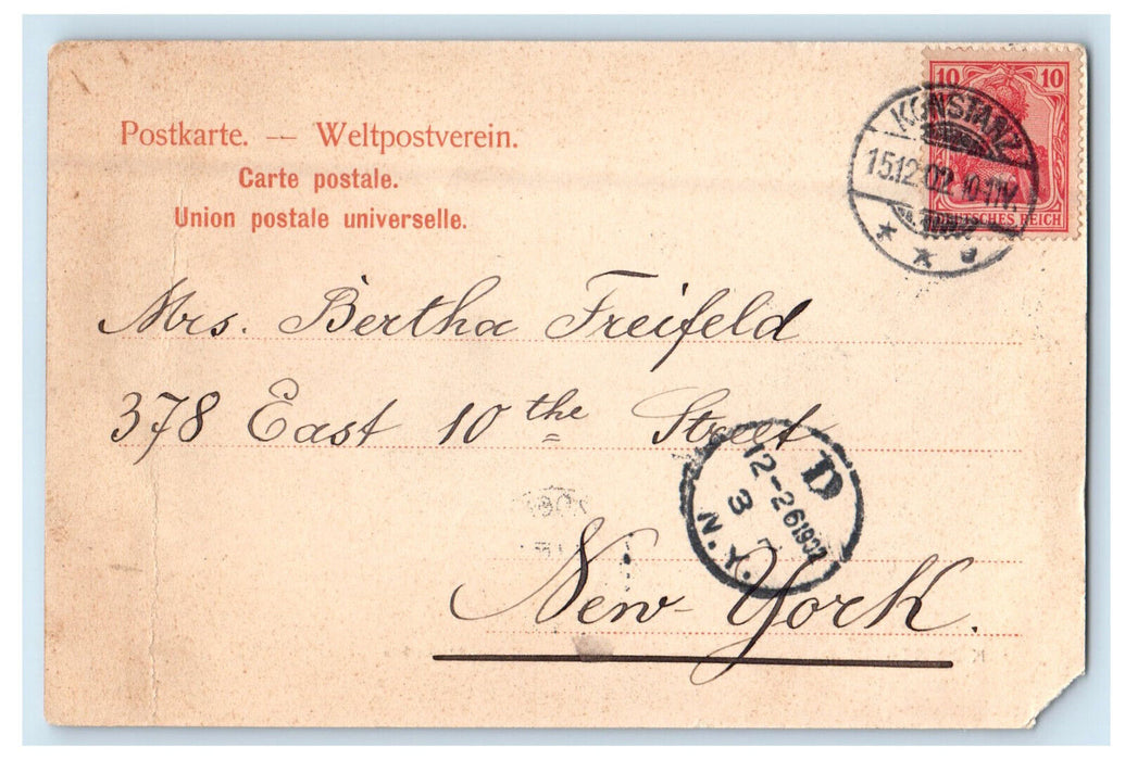 1902 View of Road in Marktstatte Konstanz Germany Posted Antique Postcard
