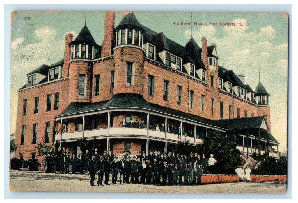 1908 Soldier's Home, Hot Springs South Dakota SD Posted Antique Postcard