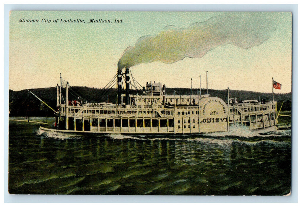 c1910 Steamer City of Louisville Madison Indiana IN Unposted Postcard
