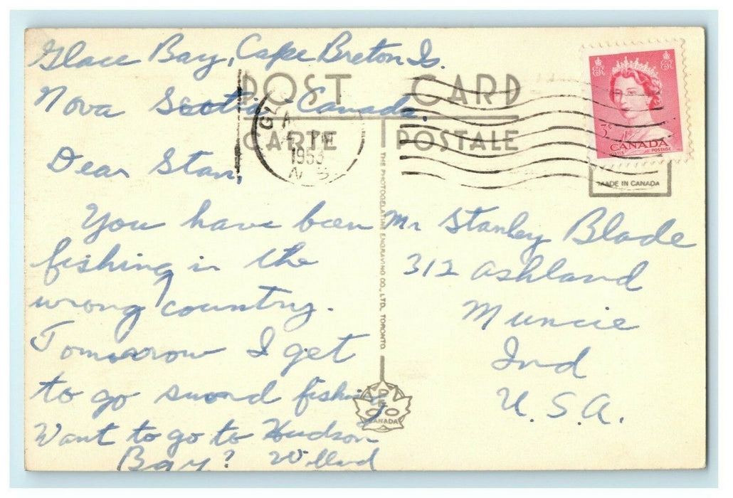 P.S. If You Come, Bring a Bigger Boat Comic Cartoon Funny 1953 Postcard