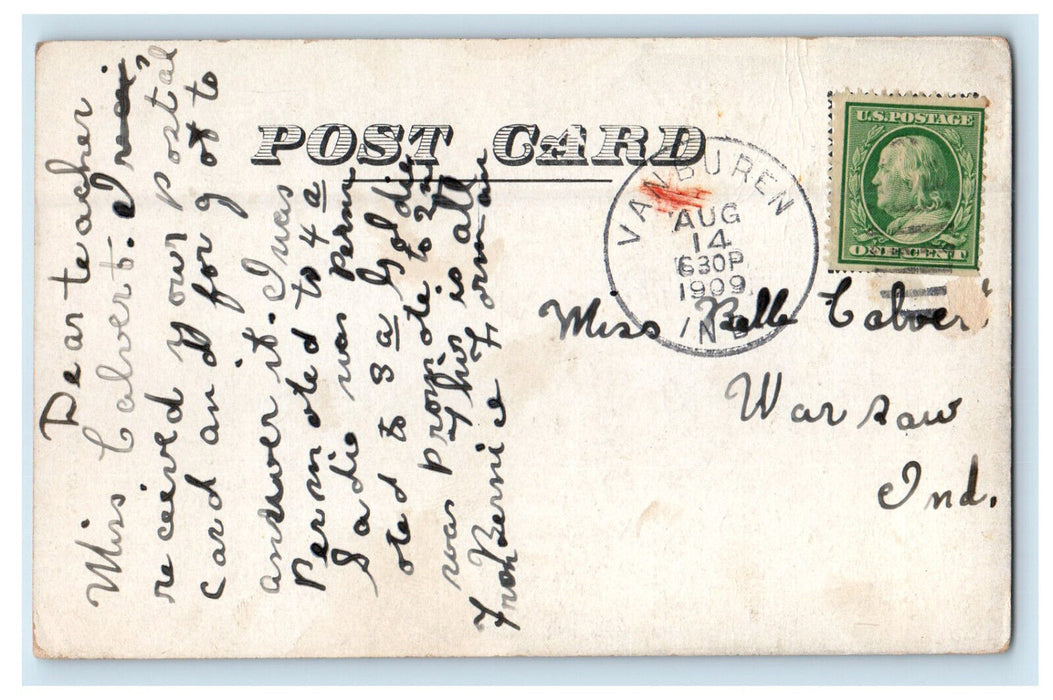 1909 M.E. Church Building, Van Buren Indiana IN Posted Antique Postcard