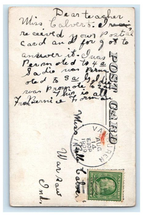 1909 M.E. Church Building, Van Buren Indiana IN Posted Antique Postcard