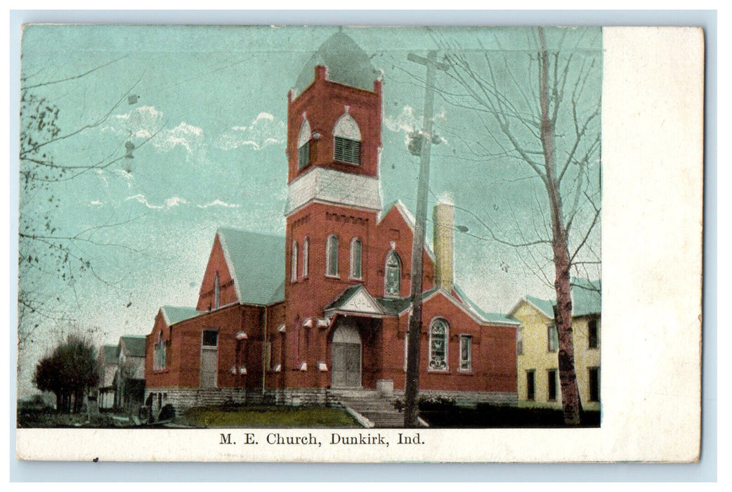 1911 View of M.E. Church Dunkirk Indiana IN Posted Antique Postcard