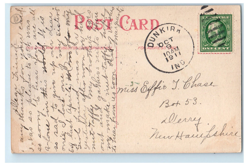 1911 View of M.E. Church Dunkirk Indiana IN Posted Antique Postcard
