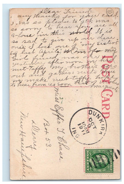 1911 View of M.E. Church Dunkirk Indiana IN Posted Antique Postcard