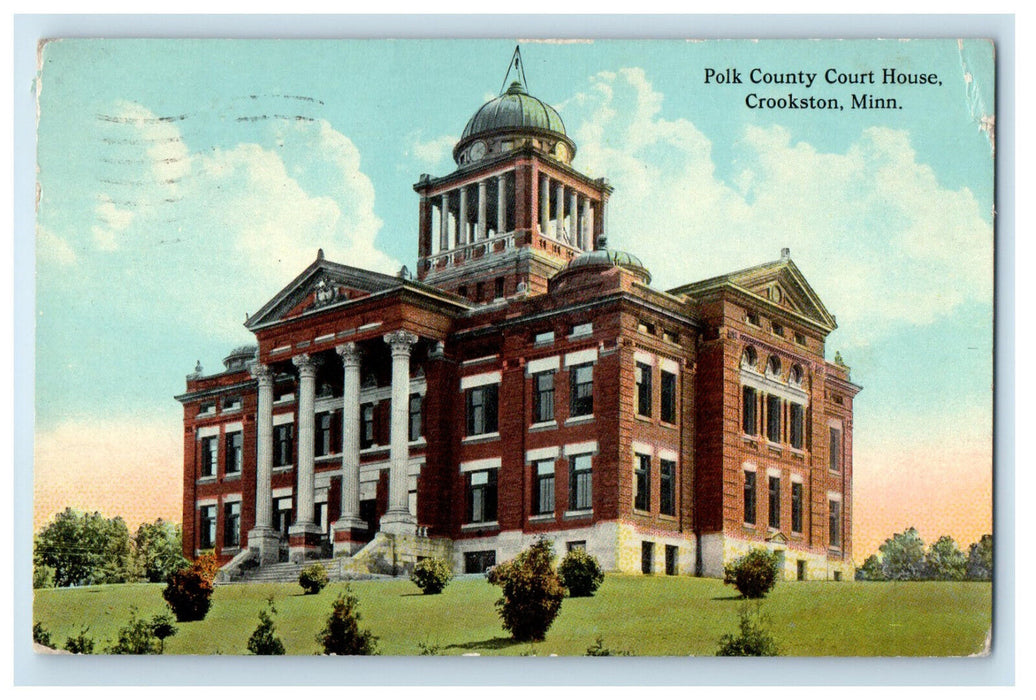 1912 Polk County Court House, Crookston Minnesota MN Antique Posted Postcard