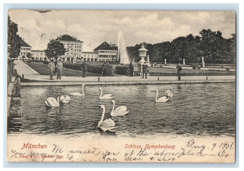 1901 Schloss Nymphenburg Munchen Germany Antique Posted Postcard