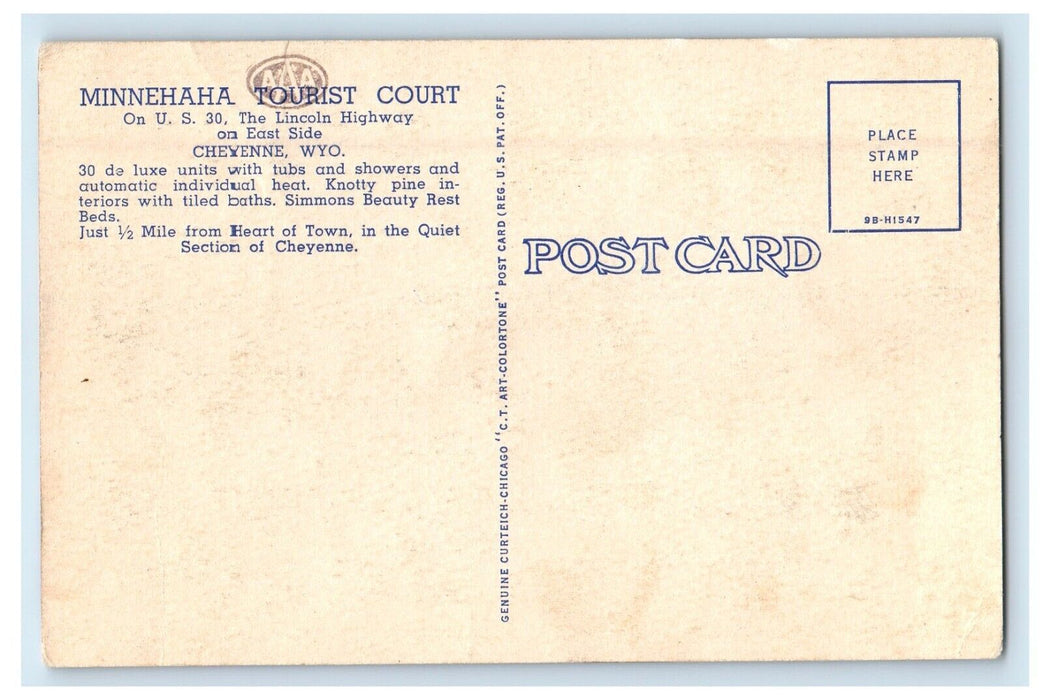 c1950's Minnehaha Tourist Court Cheyenne Wyoming WO, Multiview Vintage Postcard