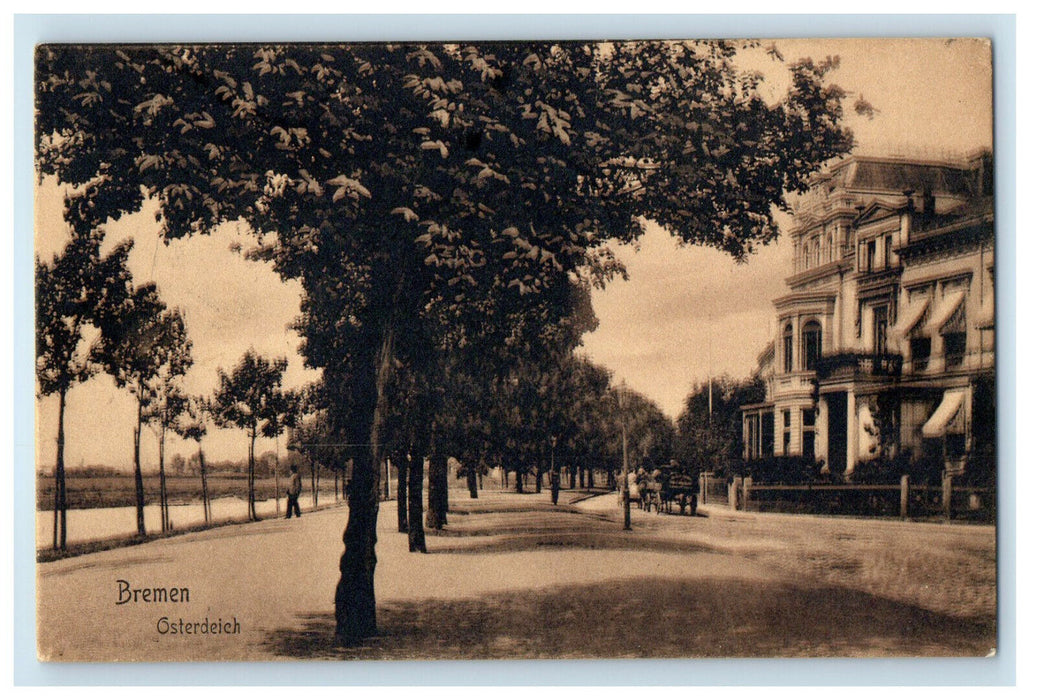 1908 Road Scene, Osterdeich Bremen Germany Posted Antique Postcard