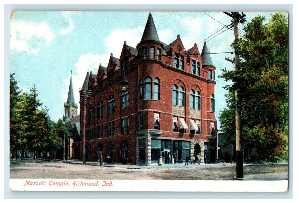 c1910 Masonic Temple, Richmond Indiana IN Unposted Antique Postcard