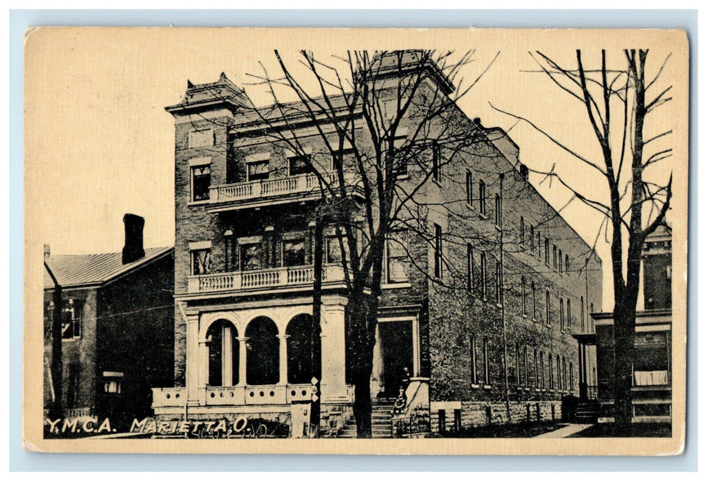 1910 Entrance of YMCA Building Marietta Ohio OH Antique Posted N.N. Postcard