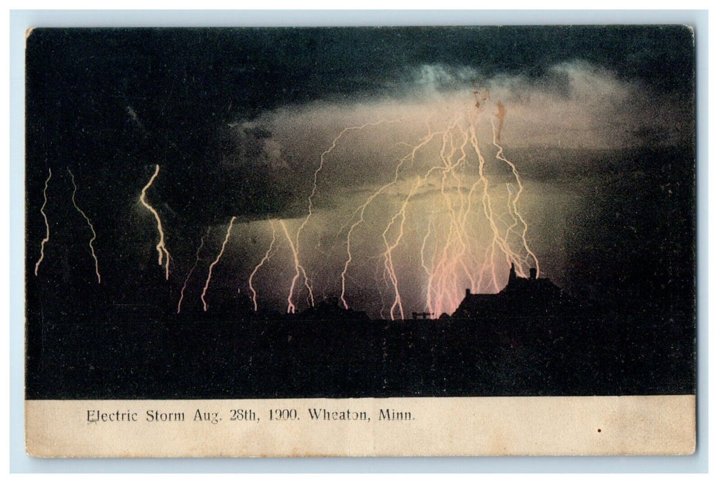 1909 Electric Storm Caught, Wheaton Minnesota MN Posted Antique Postcard