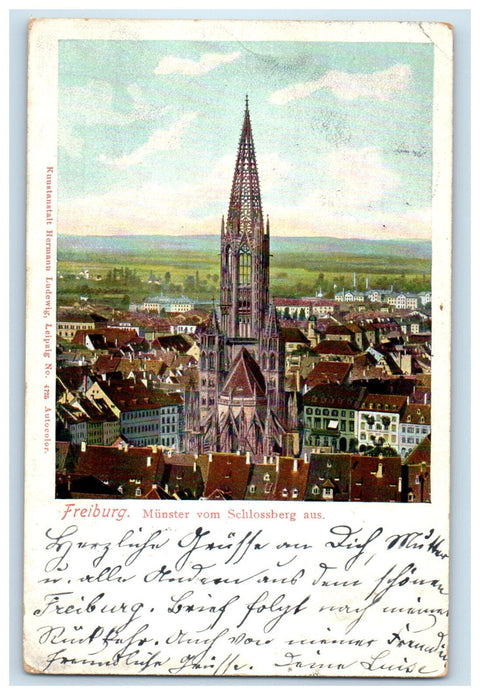 1904 Munster Vom Schlossberg Aus. Freiburg im Breisgau Germany Antique Postcard