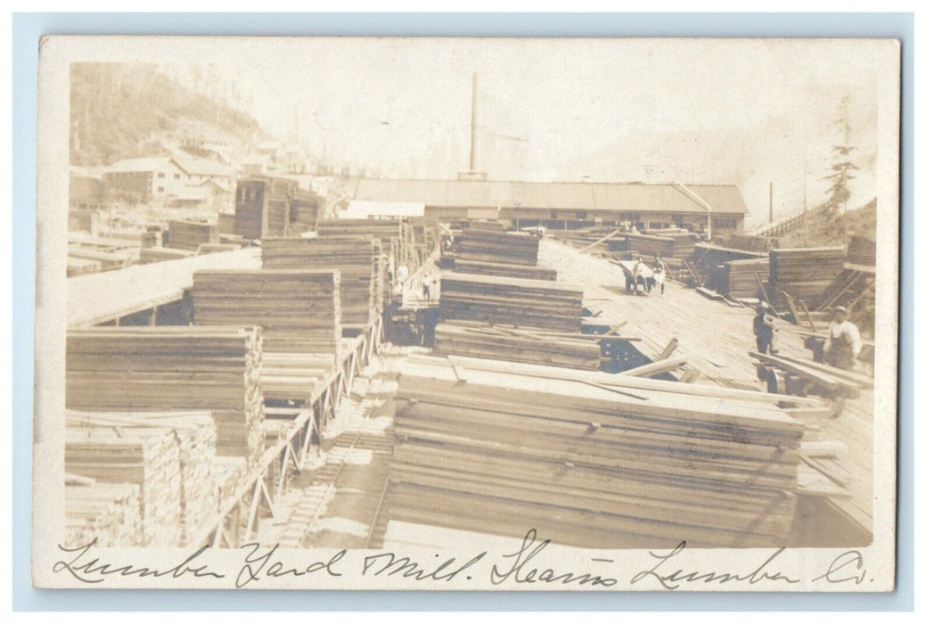 c1910's Stearns Lumberyard Mill Johnston Vermont VT RPPC Photo Antique Postcard