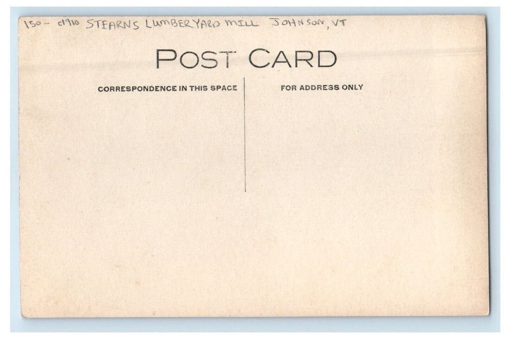 c1910's Stearns Lumberyard Mill Johnston Vermont VT RPPC Photo Antique Postcard