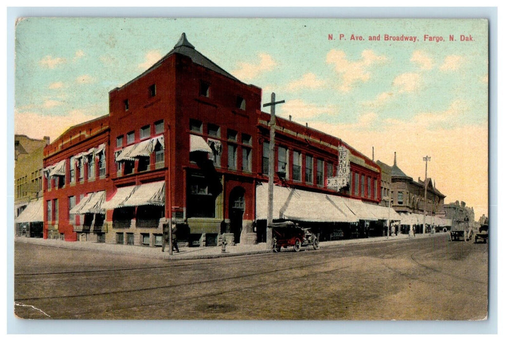 1912 N. P. Avenue And Broadway Fargo North Dakota ND Posted Antique Postcard