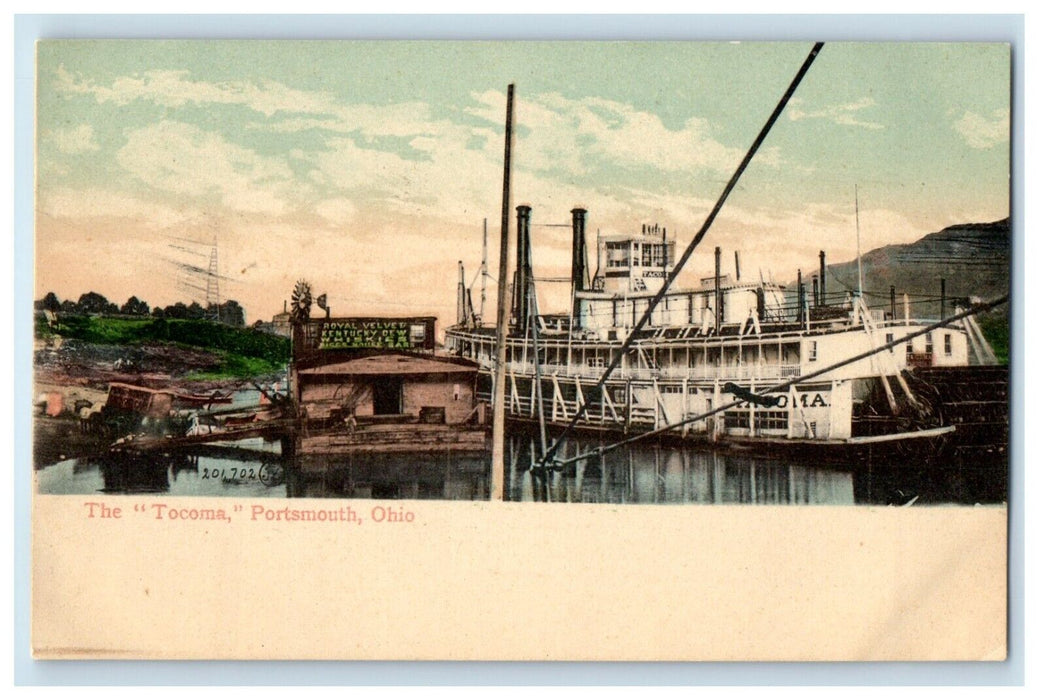 c1905 Steamship The "Tocoma" Portsmouth Ohio OH Unposted Antique Postcard