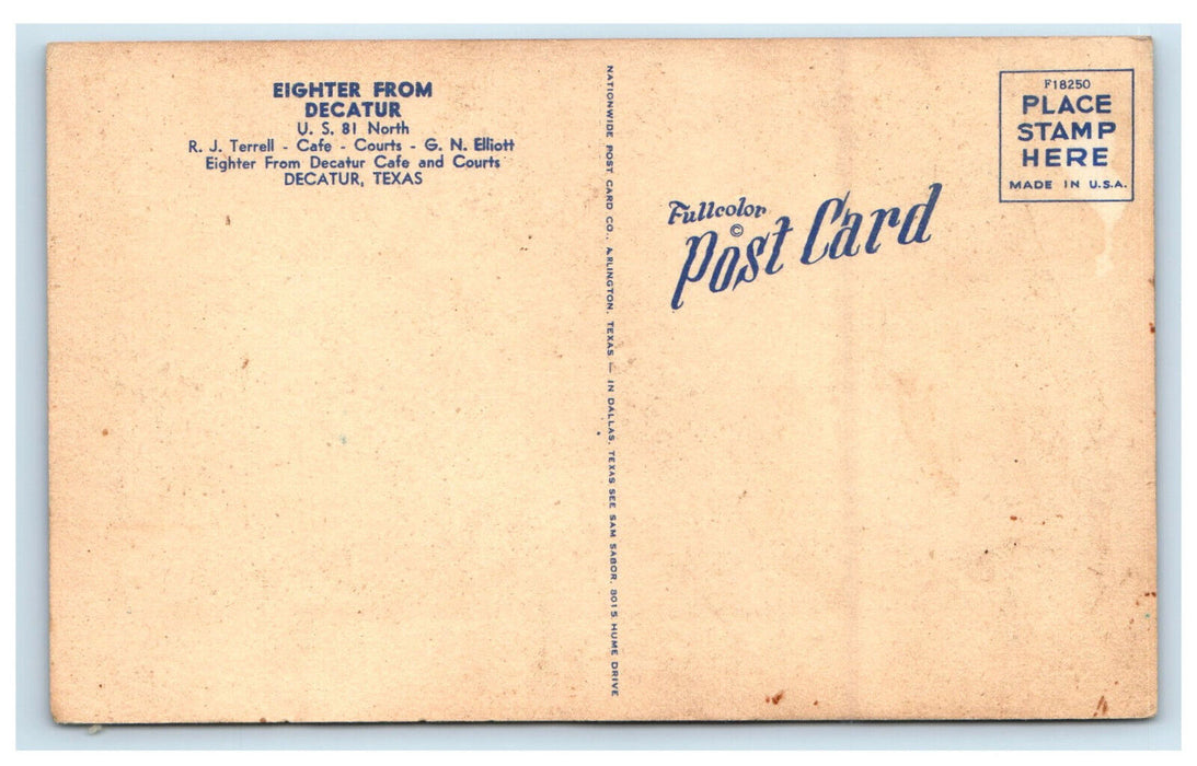 c1940s Dice, Texas Map, Eighter From Decatur, Decatur Texas TX Postcard