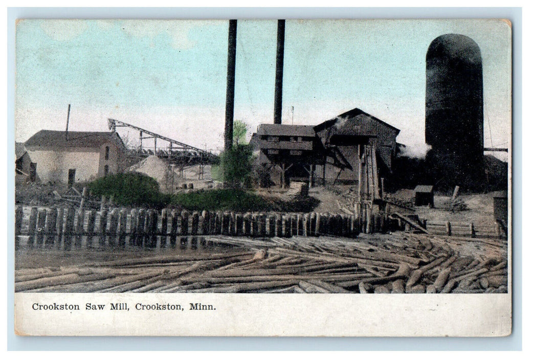 1912 Crookston Saw Mill, Crookston Minnesota MN Antique Posted Postcard