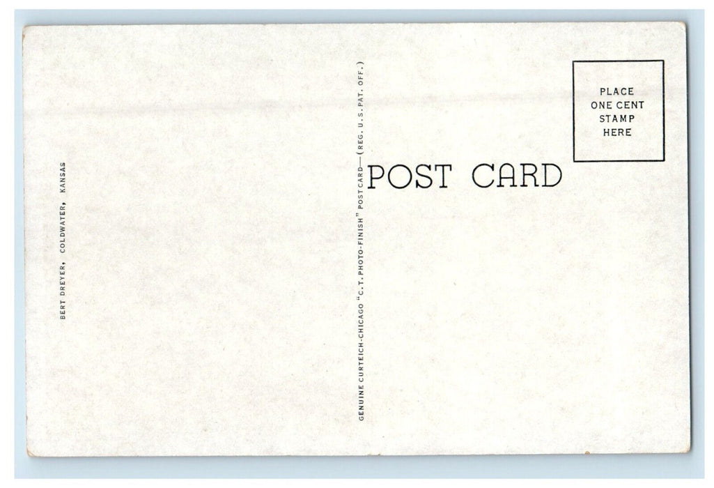 c1930s Santa Fe Railroad Station Coldwater Kansas KS Unposted Postcard