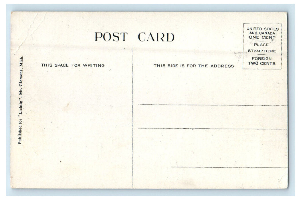 c1910 Business Section of Gratiot Ave. Mt. Clemens Michigan MI Postcard