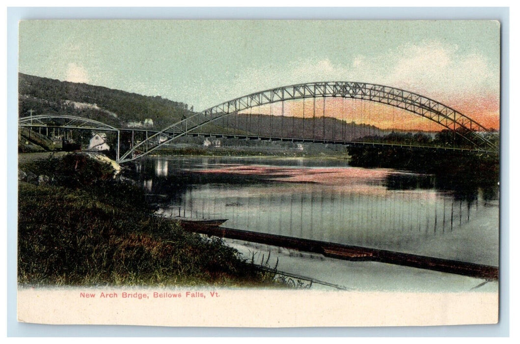 c1905 View Of New Arch Bridge Bellows Falls Vermont VT Unposted Antique Postcard