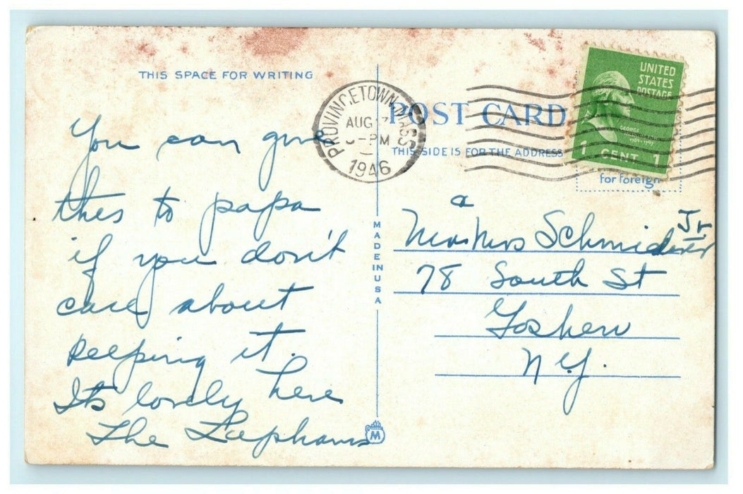 Sand Dunes Cape Cod Massachusetts Poem 1946 Vintage Postcard
