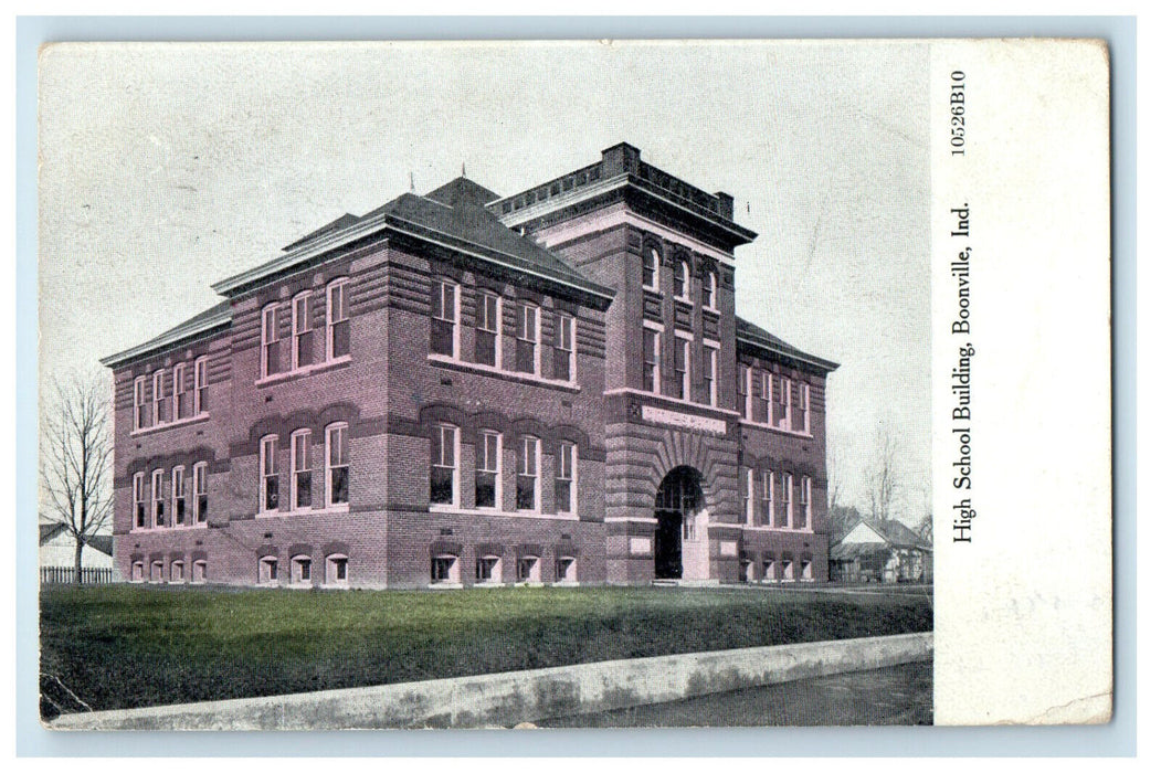 c1910 High School Building Boonville Indiana IN Posted Antique Postcard
