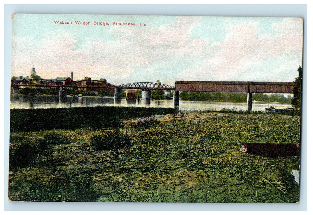 c1910 Wabash Wagon Bridge Vincennes Indiana IN Unposted Antique Posted Postcard