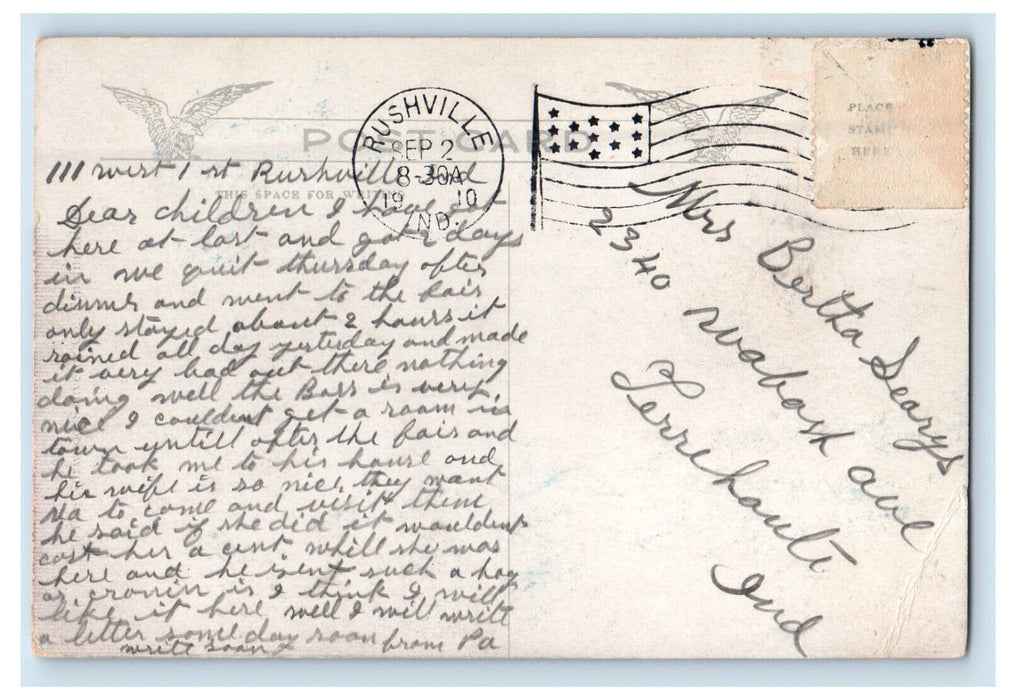 1910 Iron Bridge Near Rushville Indiana IN Antique Posted Postcard