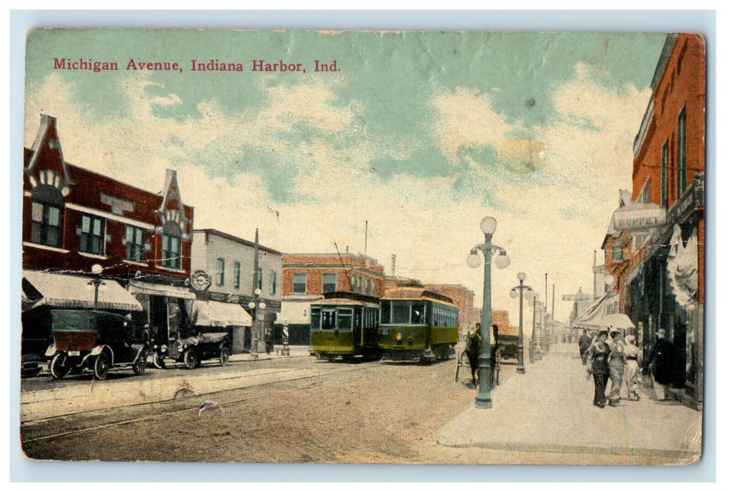 c1910 Michigan Avenue, Indiana Harbor Indiana IN Posted Antique Postcard