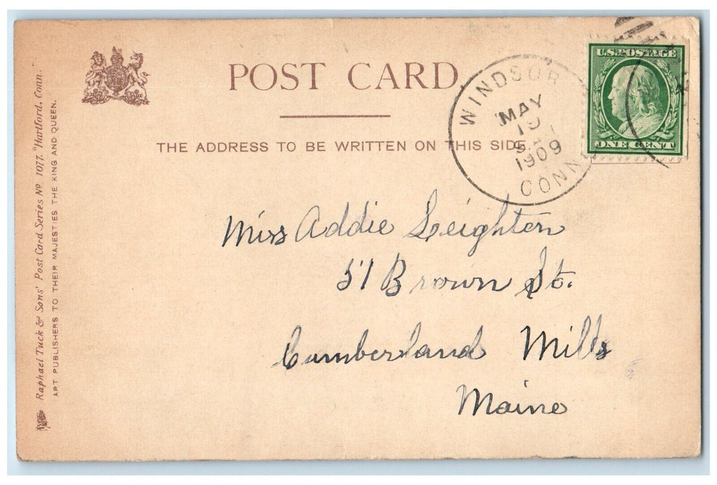 1909 High School Exterior Building Horse Carriage Hartford CT Tuck Postcard